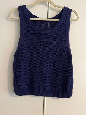 Abercrombie & Fitch Navy Open-Knit Tank